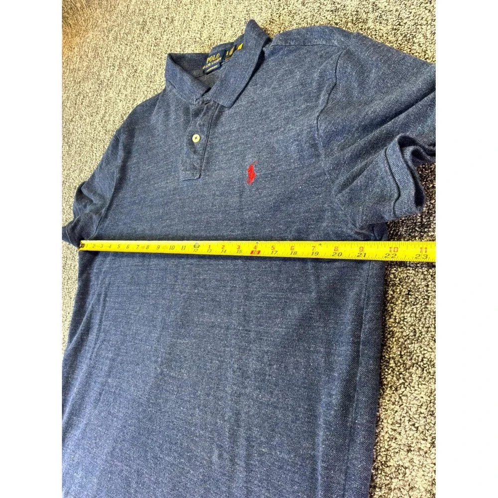 Polo Ralph Lauren Polo Shirt Mens Xl Blue Custom Slim Fit Side Slit Pony Logo
